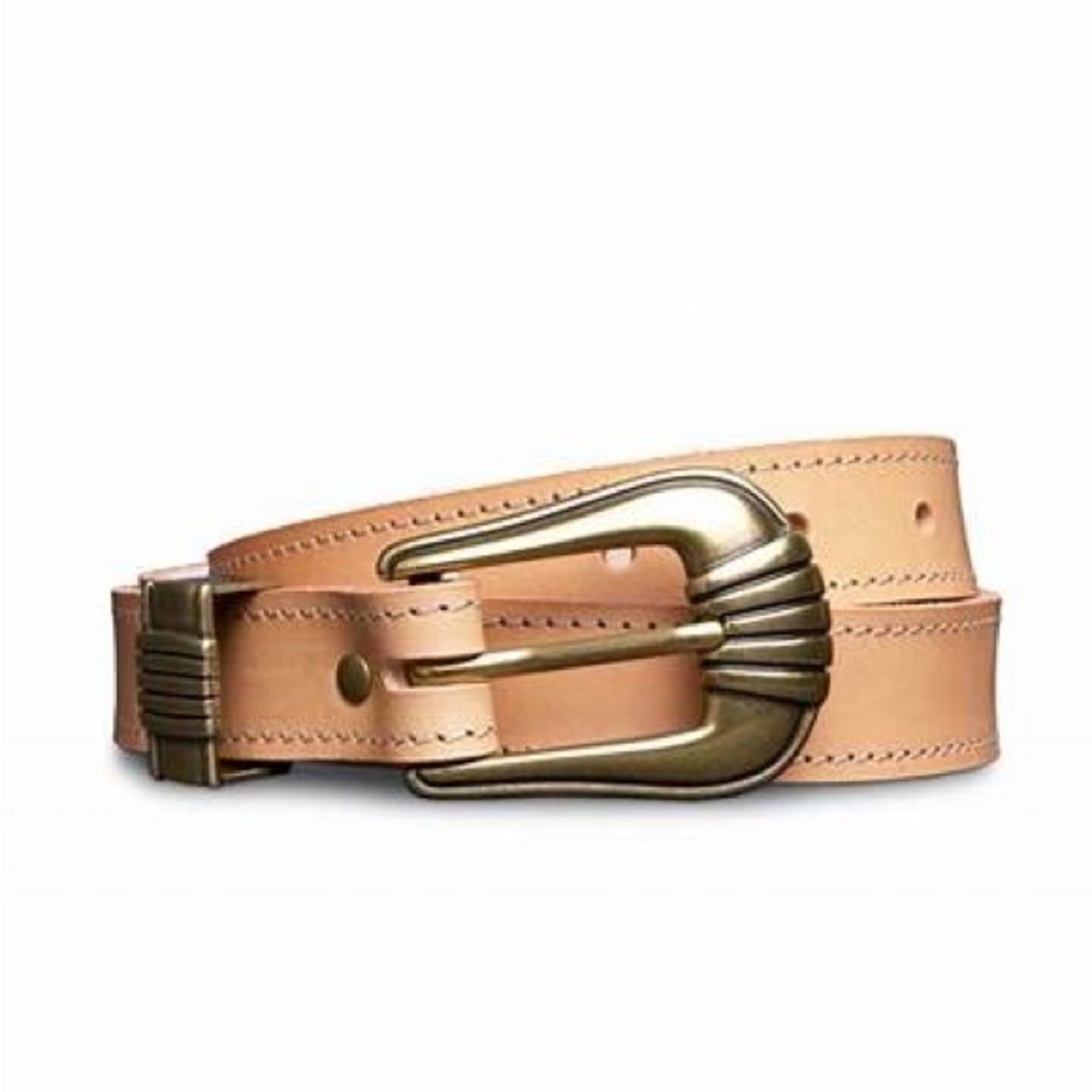 Tecovas Tan Art Deco Belt with Gold Buckle